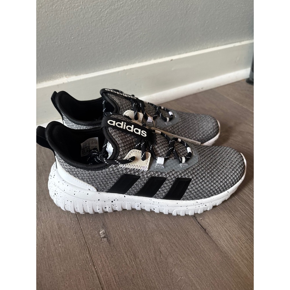 Adidas Kaptir 4.0 K Kids Running Shoes Grey Black White Size 4 US